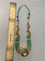 19" southwestern style, 4 strand necklace with cob