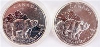 Coin 2 Canadian $5 Silver .9999 Fine 1 OZ