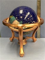 13x12" standing globe made out of semi-precious st