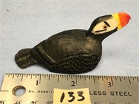 4" ivory carving of a puffin, scrimmed details, by