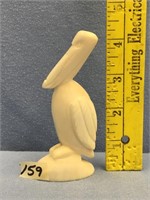 4.25" white ivory carved pelican - highly unusual