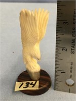 3" detailed antler carving of an eagle with spread