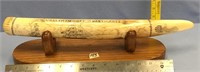 19" fossilized walrus tusk scrimmed with whaling s