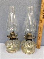 Pair of 12" antique oil lanterns     (86)