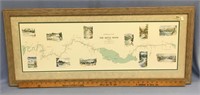 17x40" double matted and framed fisherman's map of