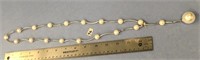36" faux pearl and faux silver costume jewelry