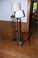 Lot #45 (2) Floor lamps, bucket planter, wall