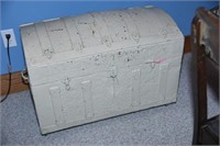 Lot #8 Antique dome top trunk in white paint