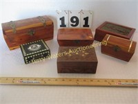 5 Wood Boxes & 1 Cigar Box