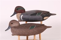 Pair of Drake and Hen Green-winged Teal Duck