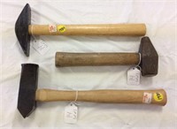 Three metalworking hammers
