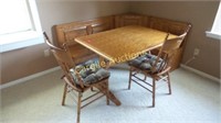 Oak Breakfast Table with Corner Bench & 2 Chairs