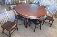 antique dining table & 6 primitive style chairs