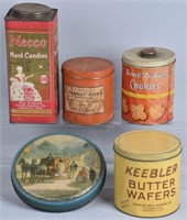 5-VINTAGE CANDY and COOKIE TINS