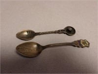 2 Vintage Sterling Silver Souviner Spoons