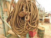 Old Bock & Tackle w/ Large Quantity of Rope