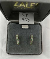 Zales 14 KP Emerald Diamond Earrings