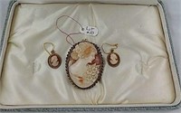 Cameo Earrings & Broach