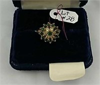 Emerald Diamond Ring ( man- made )