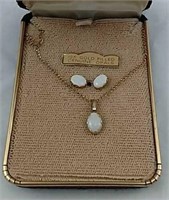 Genuine Opal Earrings & 12 KT G.F Necklace