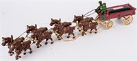 Champion Cast Iron 8 Clydesdale Horses Beer Wagon