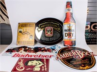 Handsome Mirror and Repro Bar Tin Beer Signs