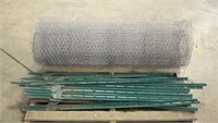 (17) 48" Metal Fence Posts & 50FT Chicken Wire