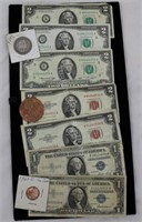 COLLECTION US BILLS INC $2 RED SEALS & $1 BLUE