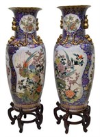 (2)CHINESE FAMILLE ROSE PORCELAIN  PALACE URNS