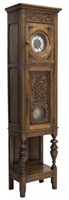 FRENCH CARVED OAK STANDING CASE CLOCK 19THC