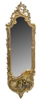 LOUIS XV STYLE GILT ROCOCO PAINTED WALL MIRROR