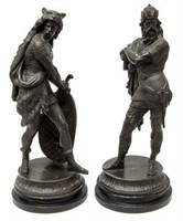 (2) ANTIQUE SPELTER NORDIC WARRIOR FIGURES