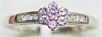 42-NT11 10K Gold Pink Sapphire Diamond Ring