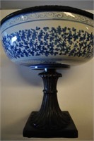 Neoclassic Porcelain Compote Bronze Base
