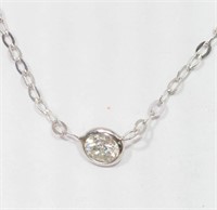 White Gold Diamond Solitaire Bezel Necklace