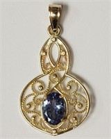 14kt Yellow Gold Sapphire (1ct) Pendant