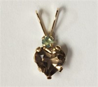 10KT Gold Alexandrite Topaz Heart Shaped Pendant