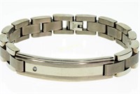 Stamped Stainless Steel Diamond Bracelet