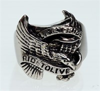 Stainless Steel Live to Ride, Ride to Live Ring