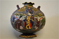 Antique Ruffle Edge Moriage Porcelain Vase