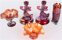 5 Lovely Pcs Antique/Vintage Carnival Glass