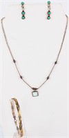 Jewelry Sterling Silver Earrings, Necklace & Brace