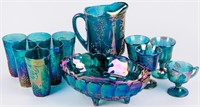 Carnival Glass Pitcher Tumblers & Bowl