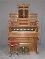 Ornate Pump Organ and Stool-