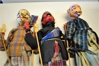 3 Vintage Indonesian Rod Puppets