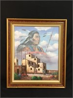 Painting - Oil on Canvas of  Indian Chief