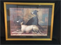 Print of 2 Greyhound Dogs Framed and Matted Image