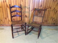 2 Various Chairs, 1 Cane Seat Rocking Chair,