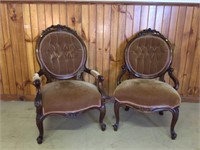 Victorian Upholstered Ladies & Gentleman's Chairs