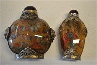 2 Glass Reverse Painting Snuff Bottles